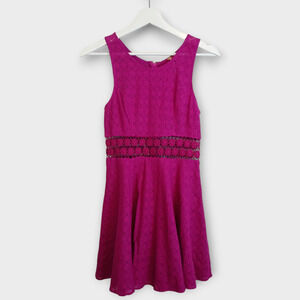 Free People Dress Women 2 Fuchsia Daisy Waist Floral Coquette Crochet Twee Knit